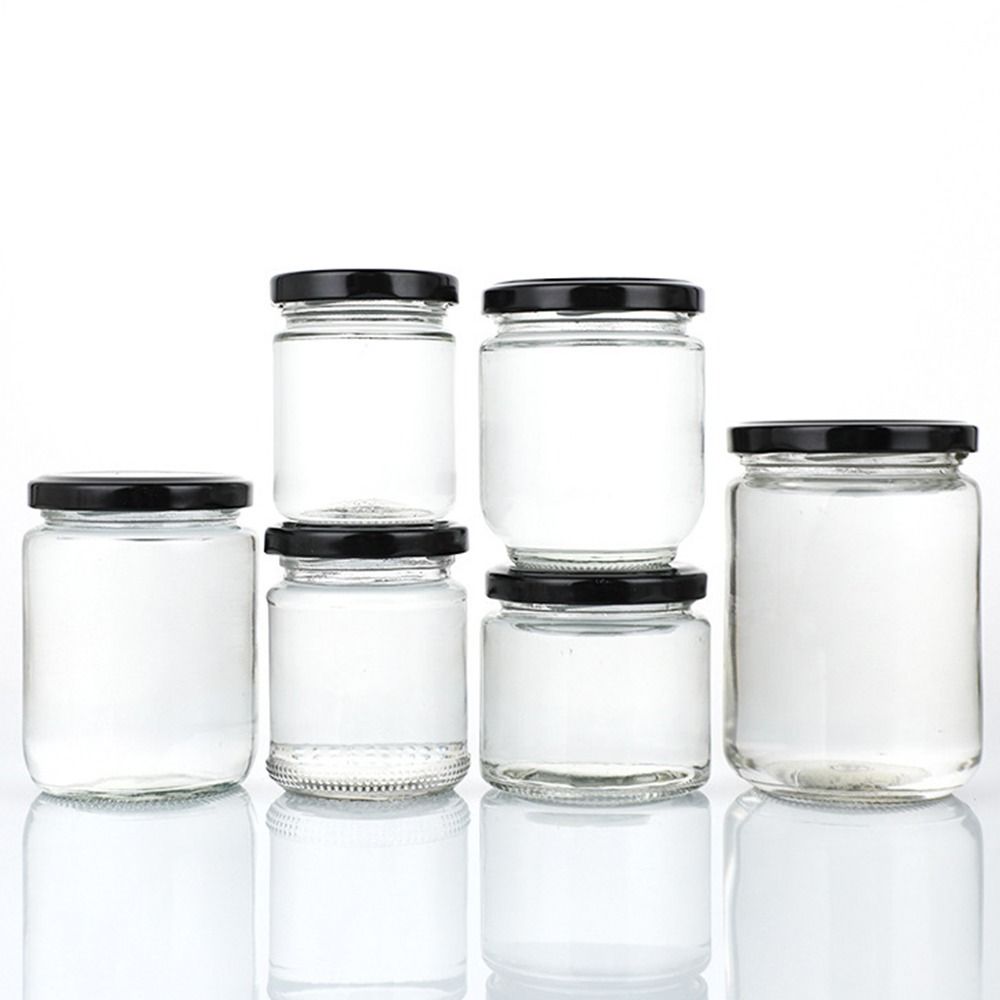 Food Storage Glass Round - Bocal en verre noir hermétique pour