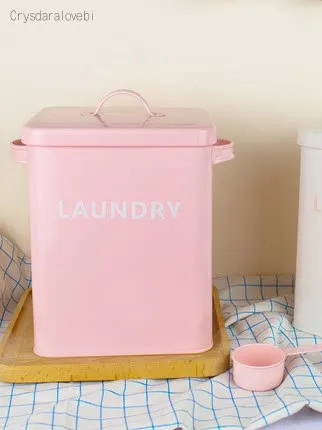Food Storage With Scoop - Boîte de rangement en métal rose