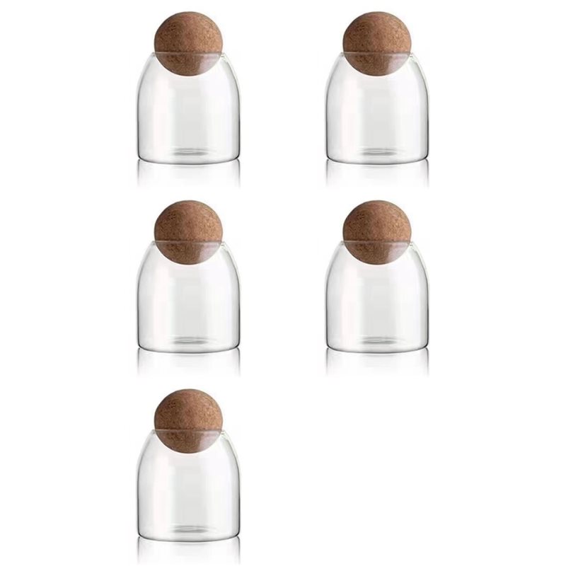 Food Storage Glass Round - Bouteilles en verre transparent ABGR-5X, récipients