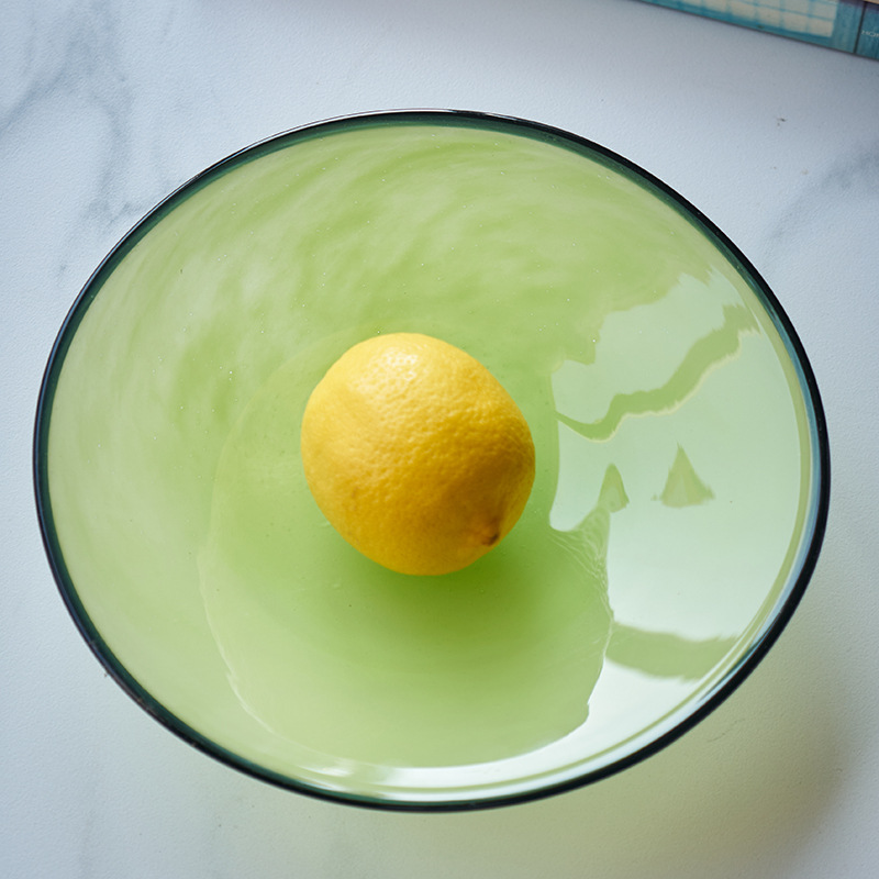 Food Storage Glass Round - Plateau de fruits en verre coloré