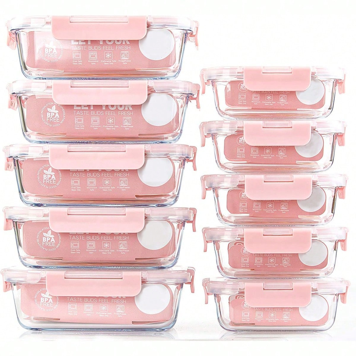 Food Storage Prep Containers - Lot de 10 récipients en verre