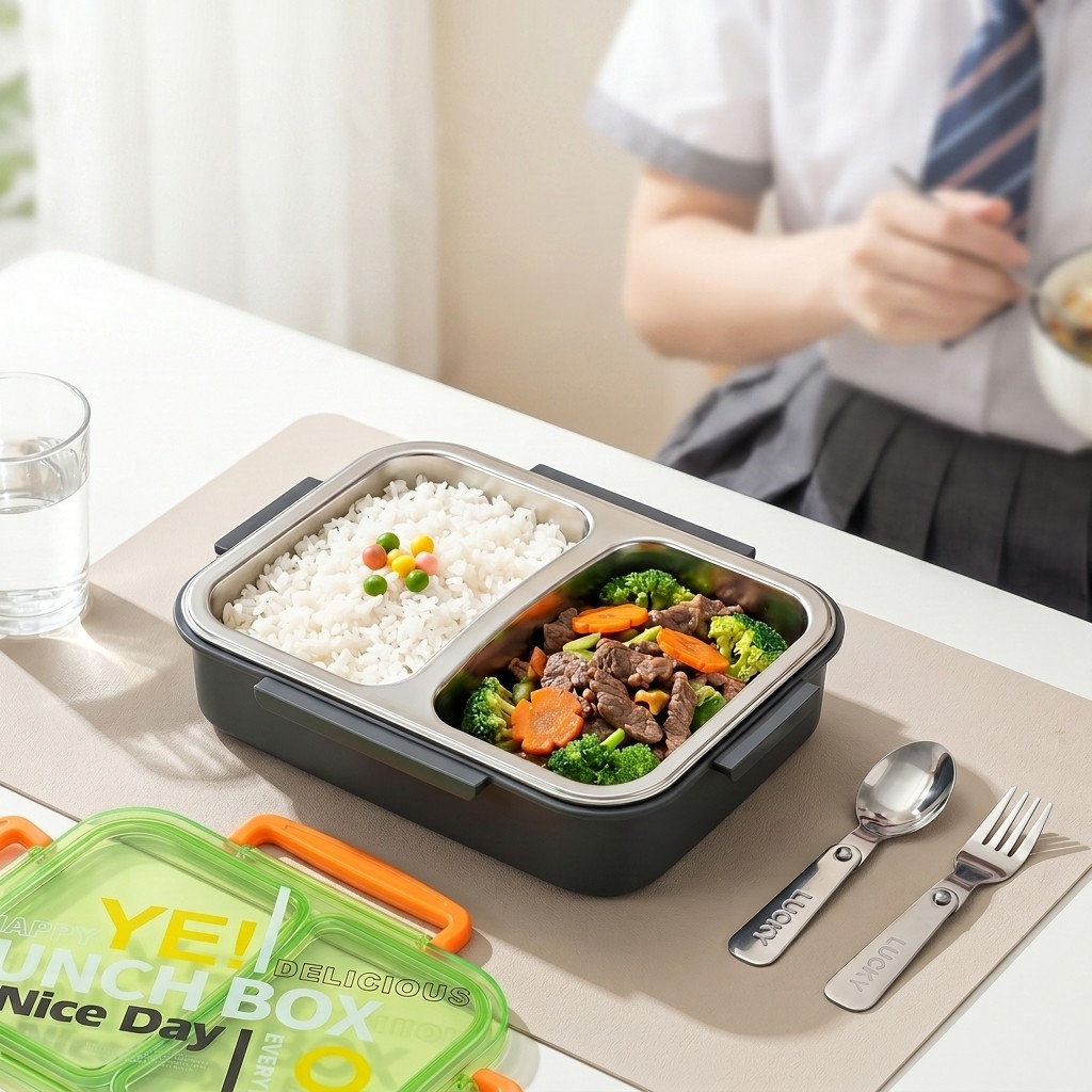Food Storage With Scoop - Boîte à lunch bento en acier