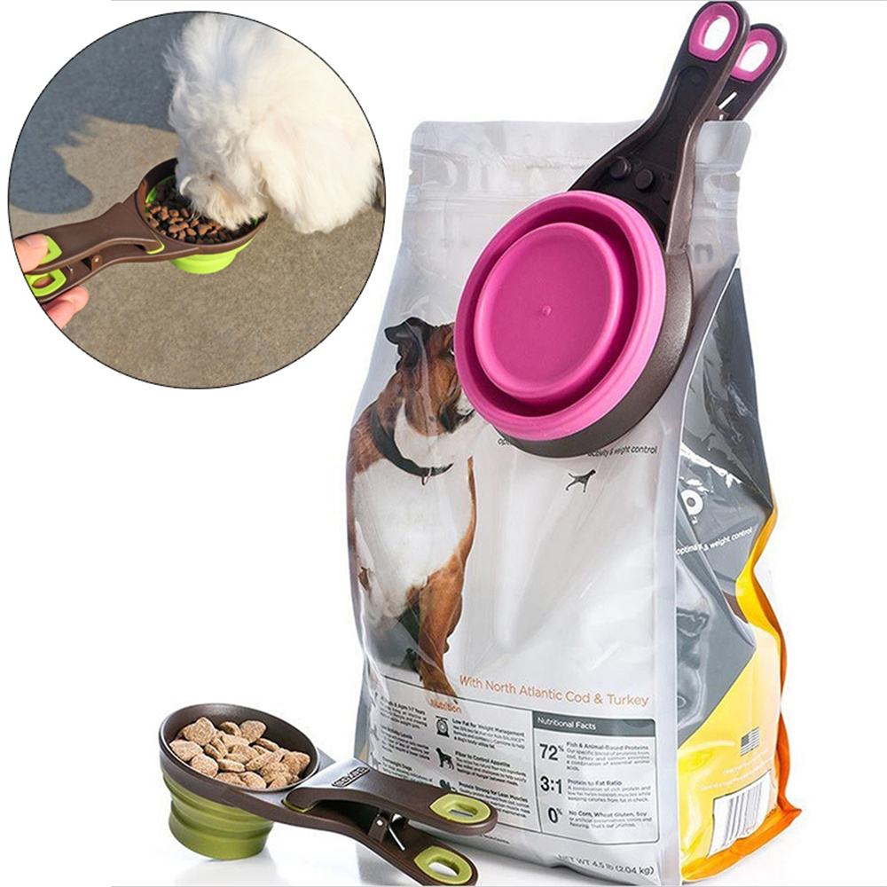 Food Storage With Scoop - Cuillère doseuse pliable en silicone pour