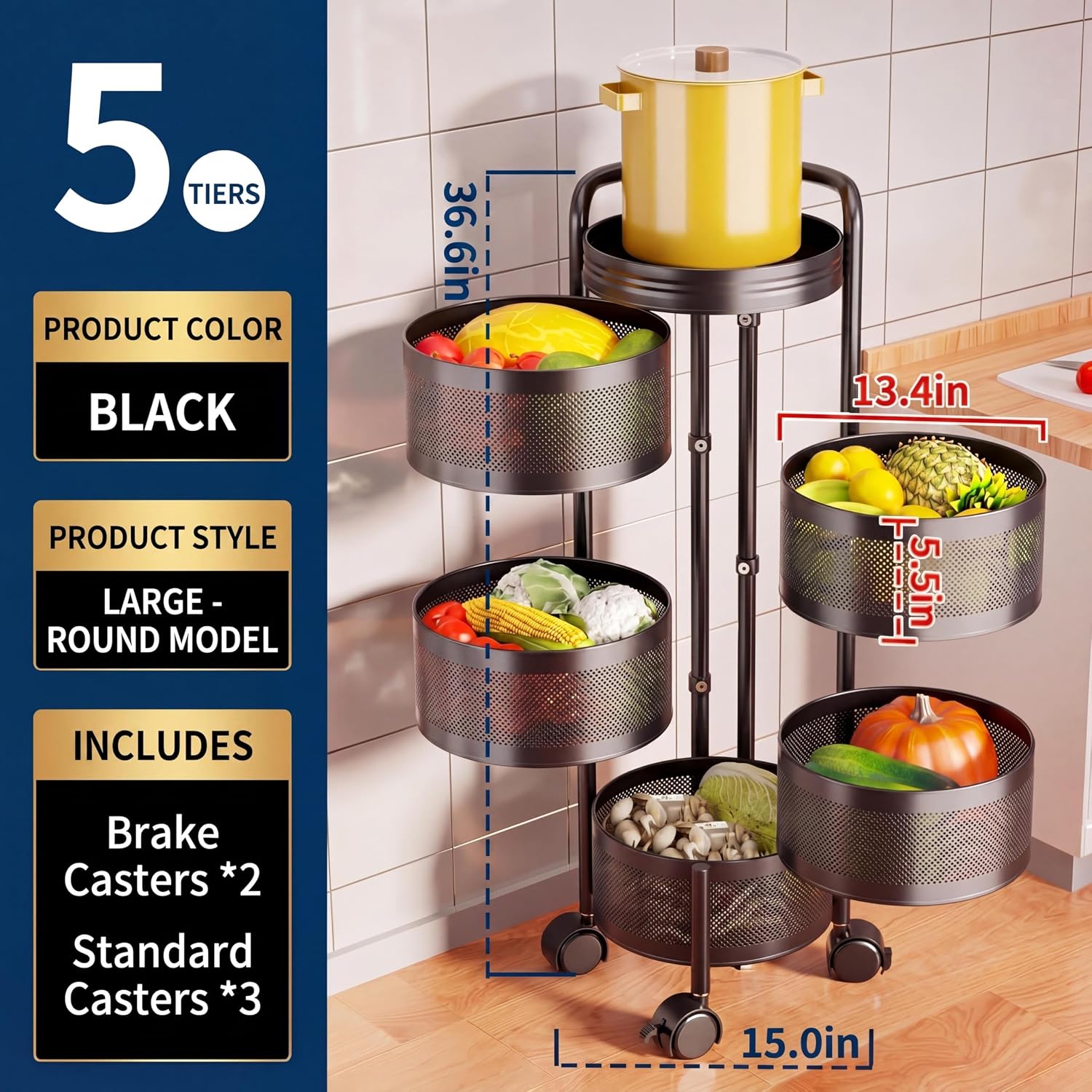 Étagère de rangement de cuisin - Food Storage With Wheels avis et prix