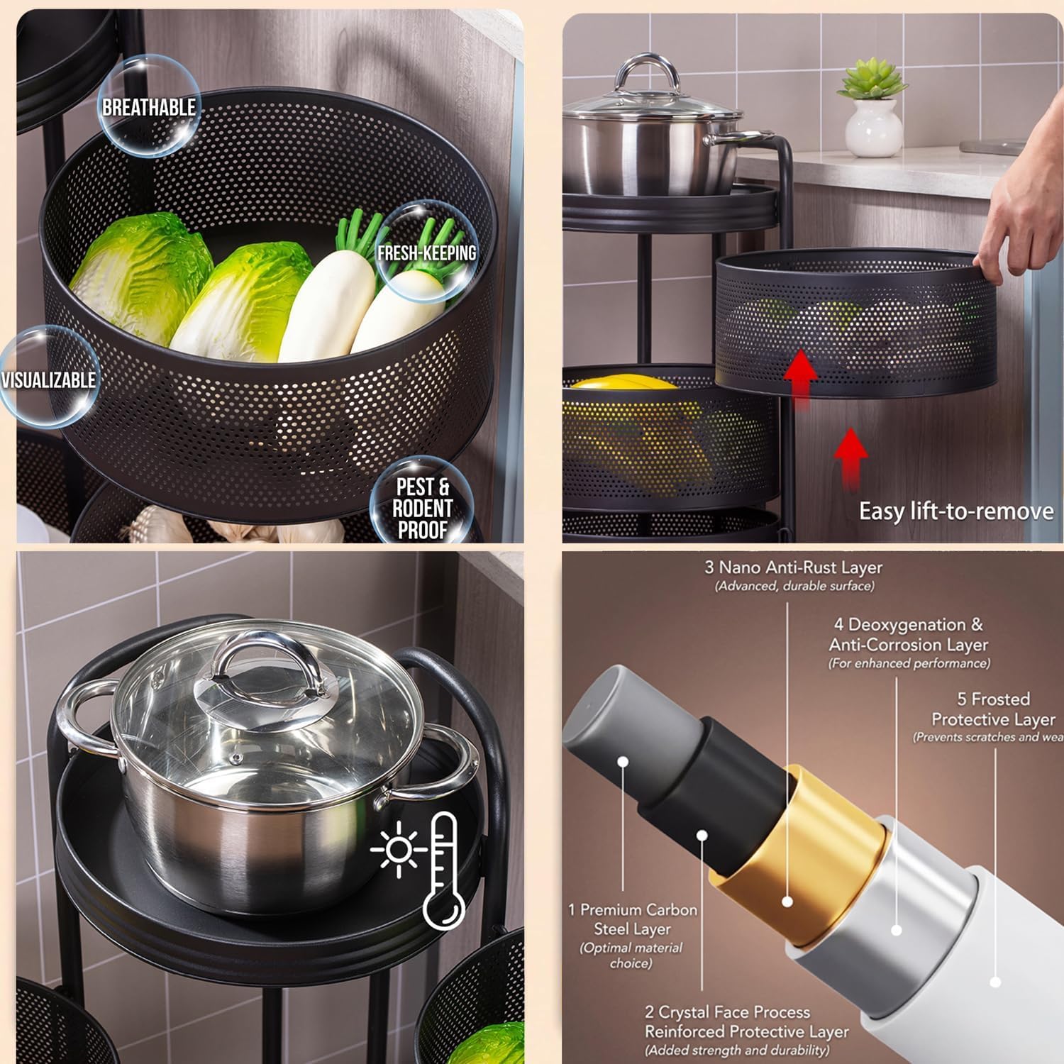 Étagère de rangement de cuisin - Food Storage With Wheels avis et prix