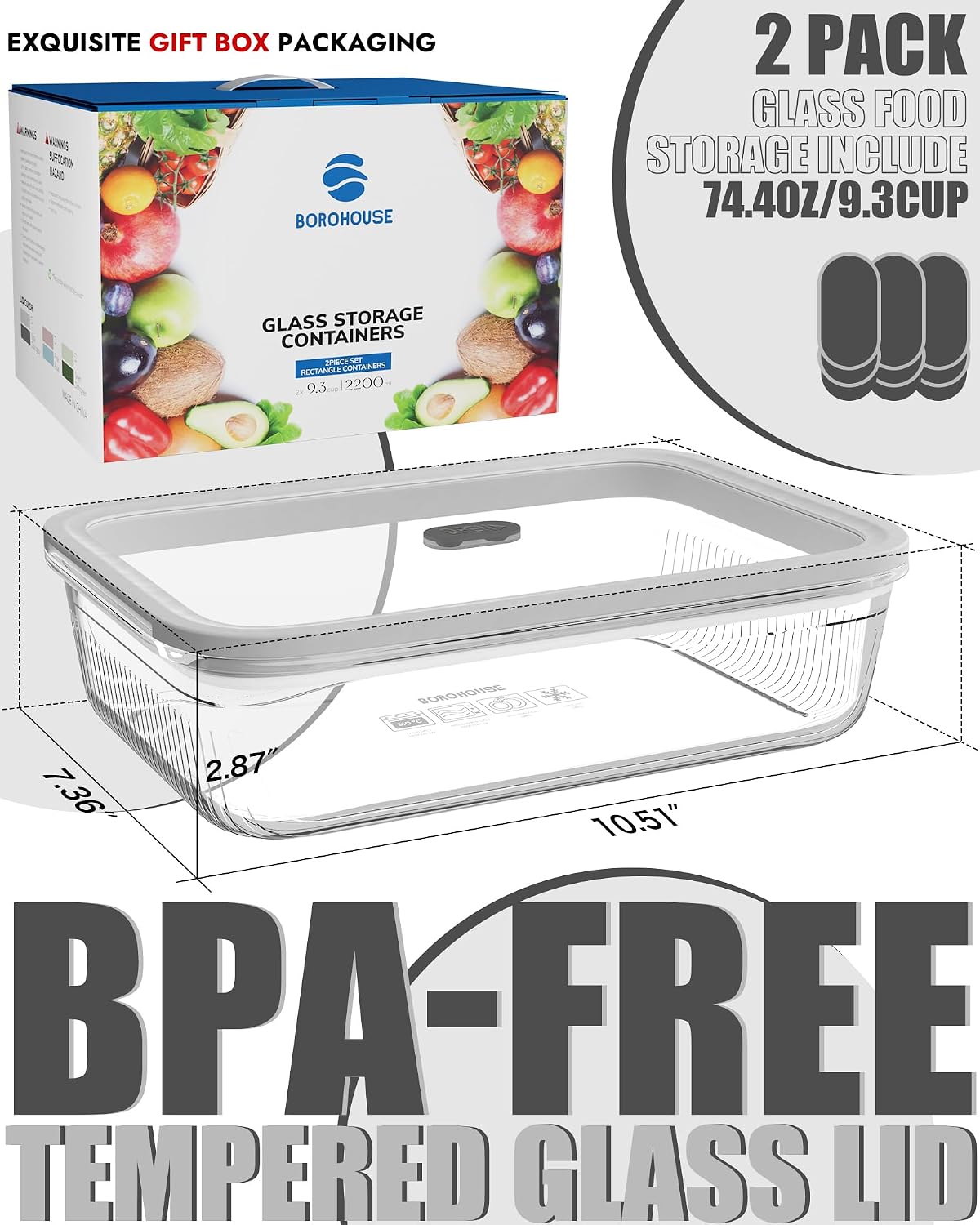 Lot de 2 récipients de stockag - Food Storage Prep Containers avis et prix